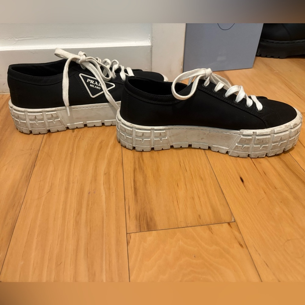 Prada black lug sole flatform sneakers, 40/10 - Picture 5 of 6